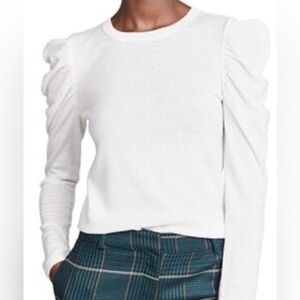 Alice + Olivia Ivory Puff Sleeve Top